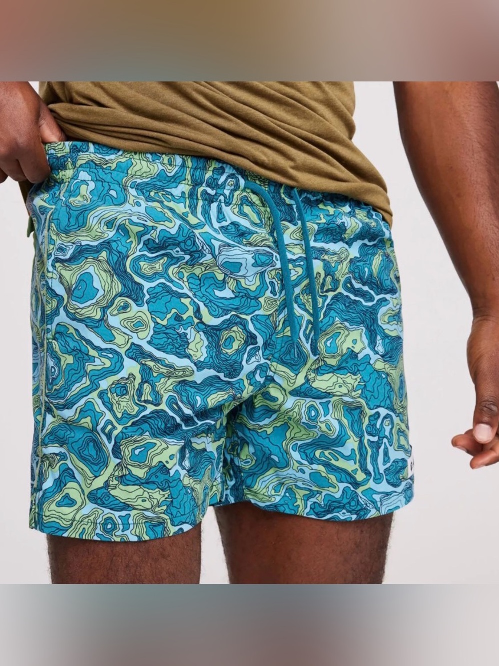 Cotopaxi Brinco Shorts swim trunks Gulf & Kelp abstract print blue green 2XL EUC